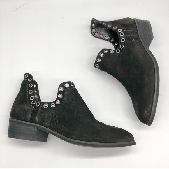 Gianni Bini Shoes - Gianni Bini Black Suede Eyelet Ankle Booties